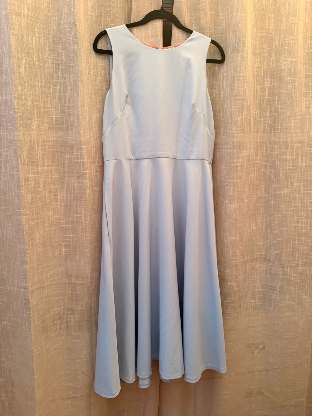 Vince Camuto Light Blue Sleeveless A-Line Midi Dress w/ Pink Belt